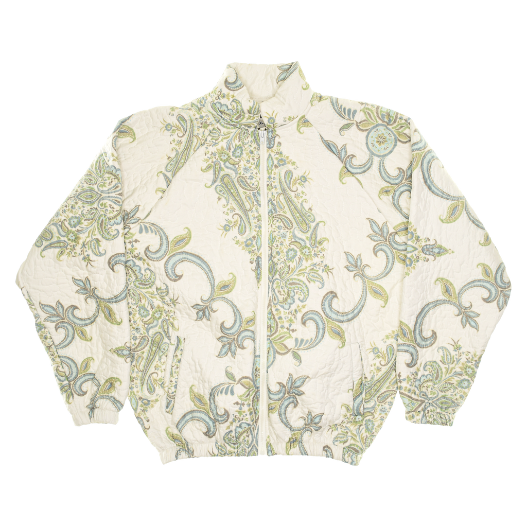 Cream & Green Floral Print Classic Quilt Bomber