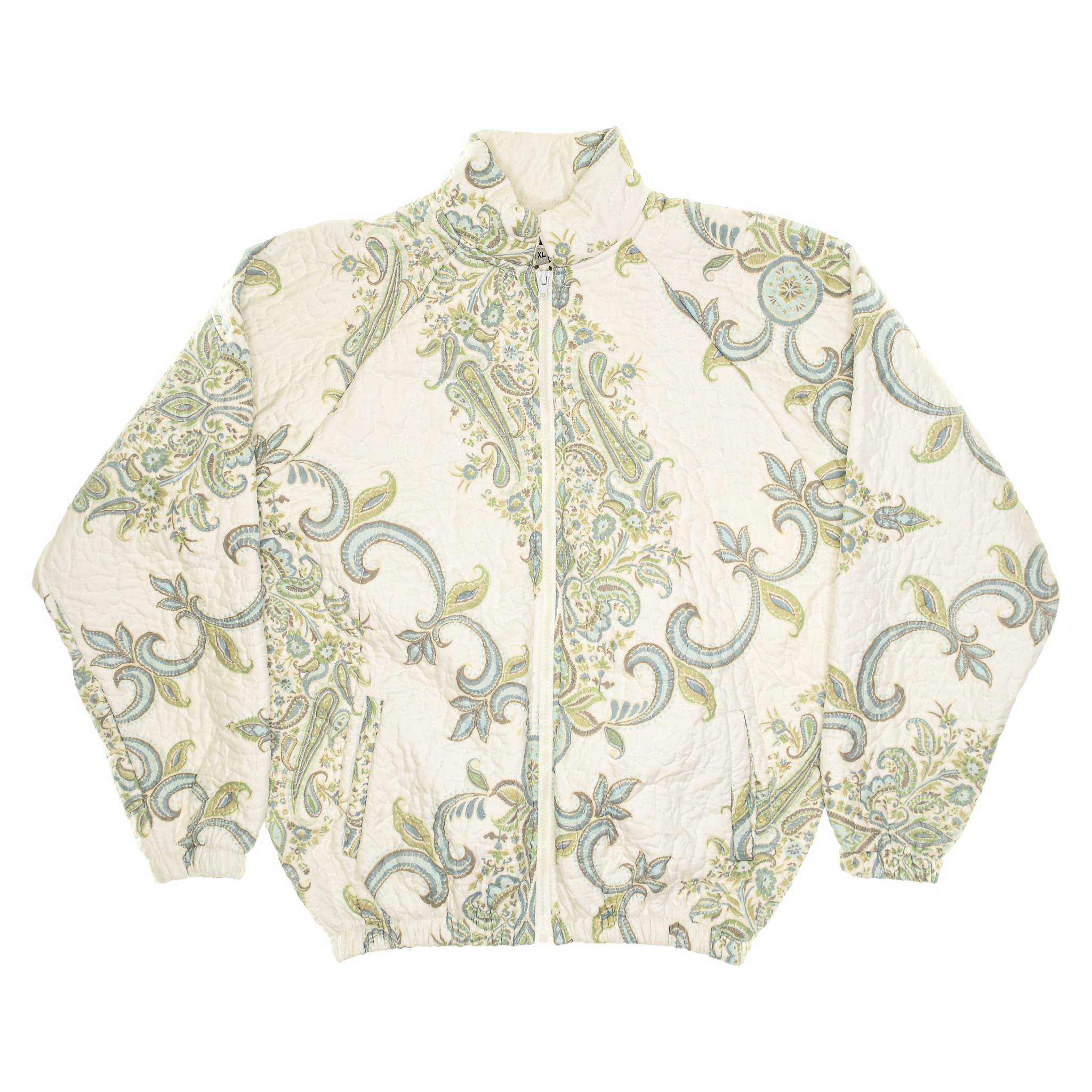 Cream & Green Floral Print Classic Quilt Bomber