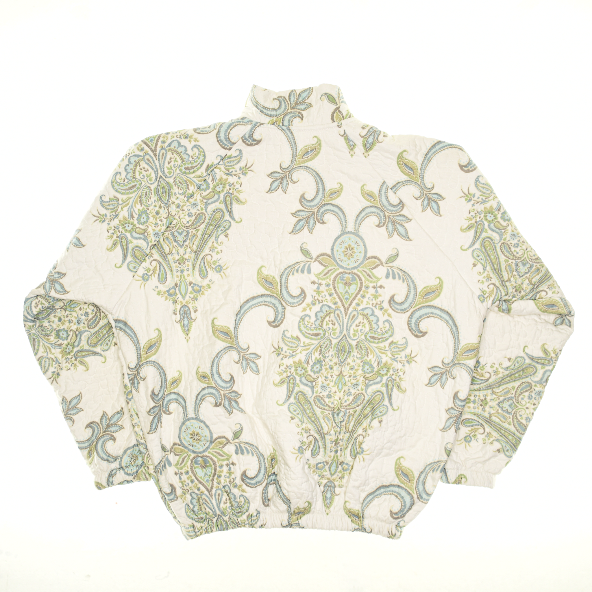 Cream & Green Floral Print Classic Quilt Bomber