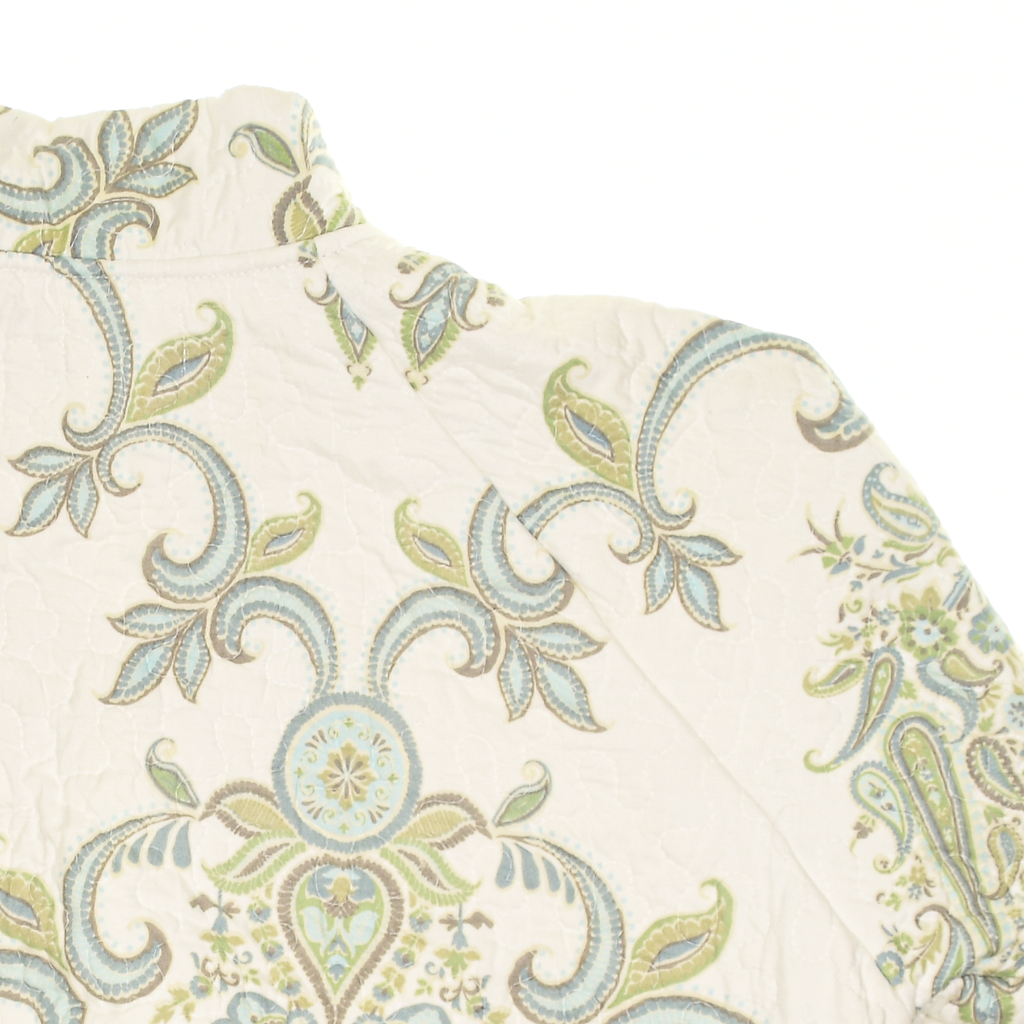 Cream & Green Floral Print Classic Quilt Bomber