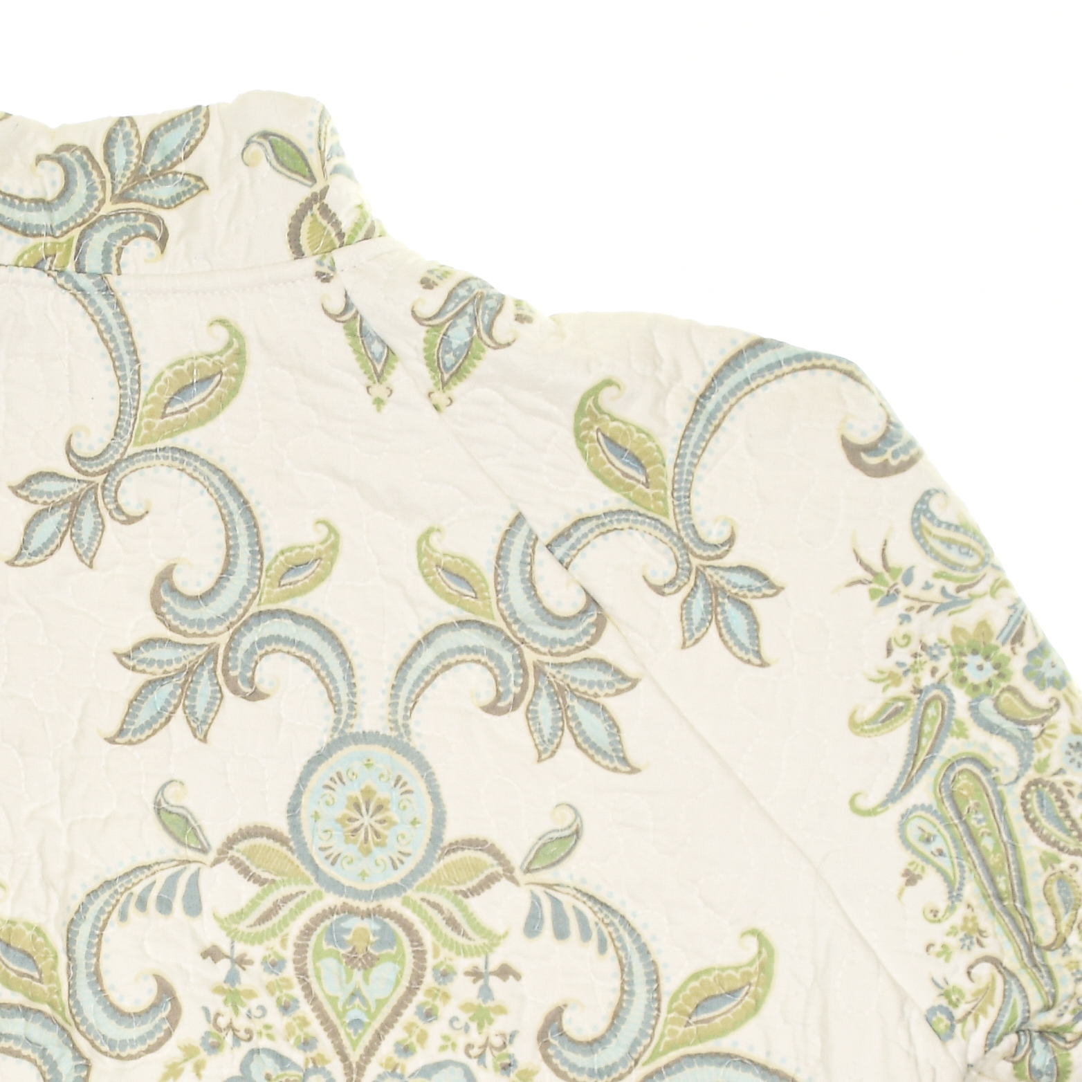 Cream & Green Floral Print Classic Quilt Bomber
