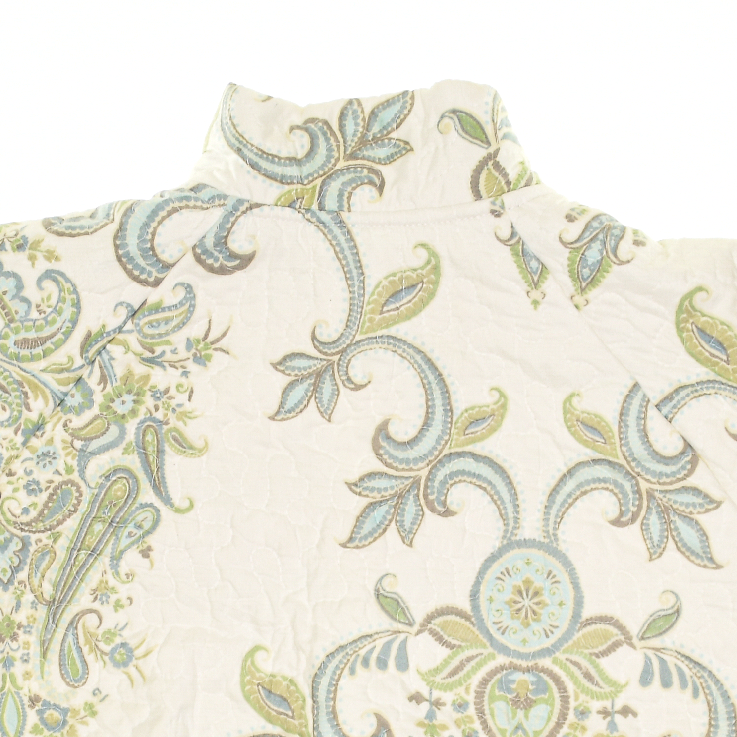 Cream & Green Floral Print Classic Quilt Bomber