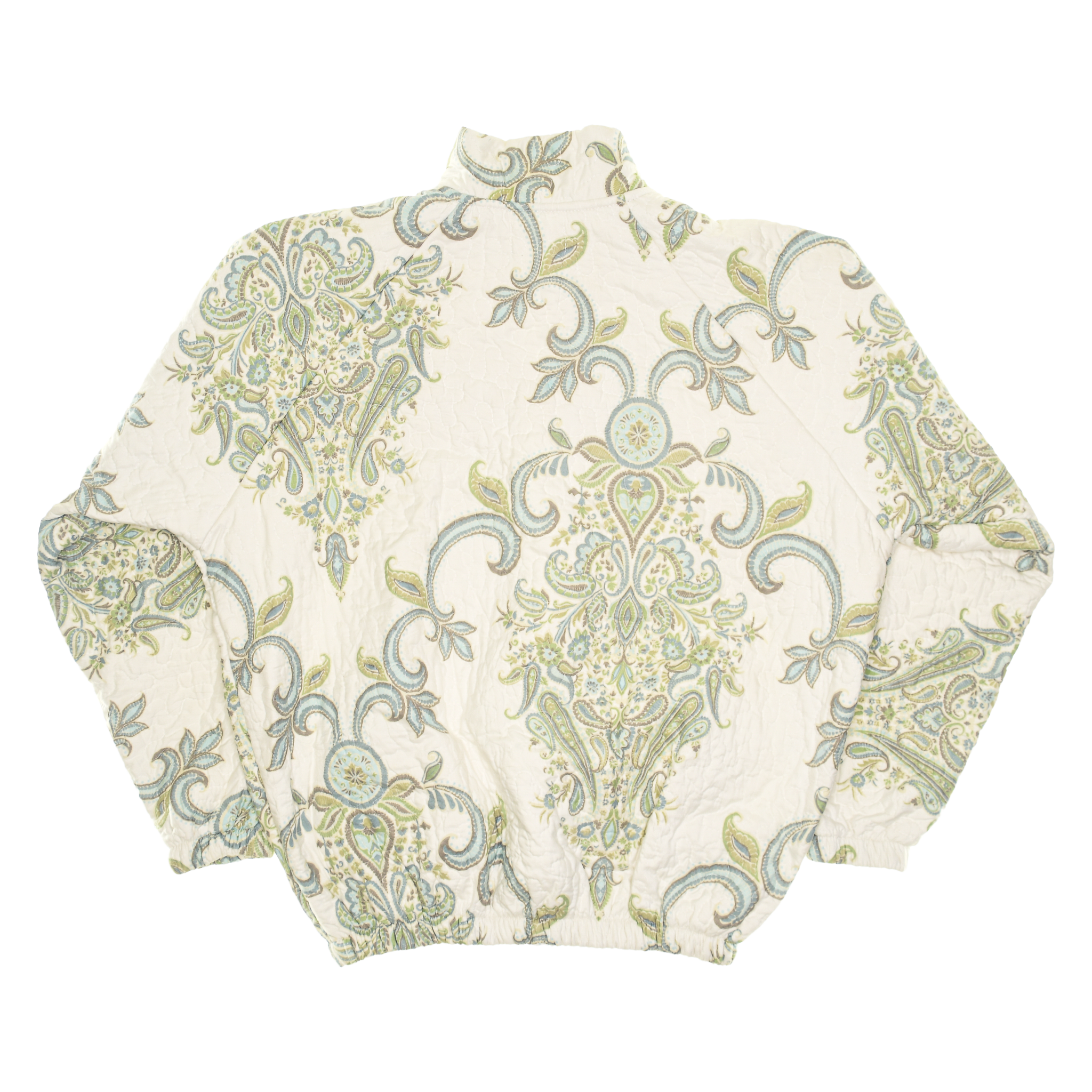 Cream & Green Floral Print Classic Quilt Bomber