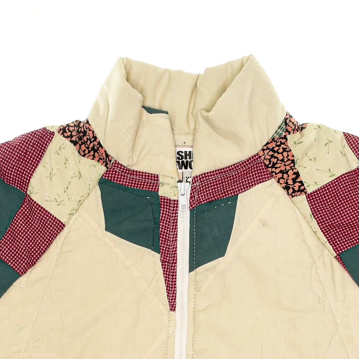 Cream, Green, & Red Patchwork Classic Quilt Bomber