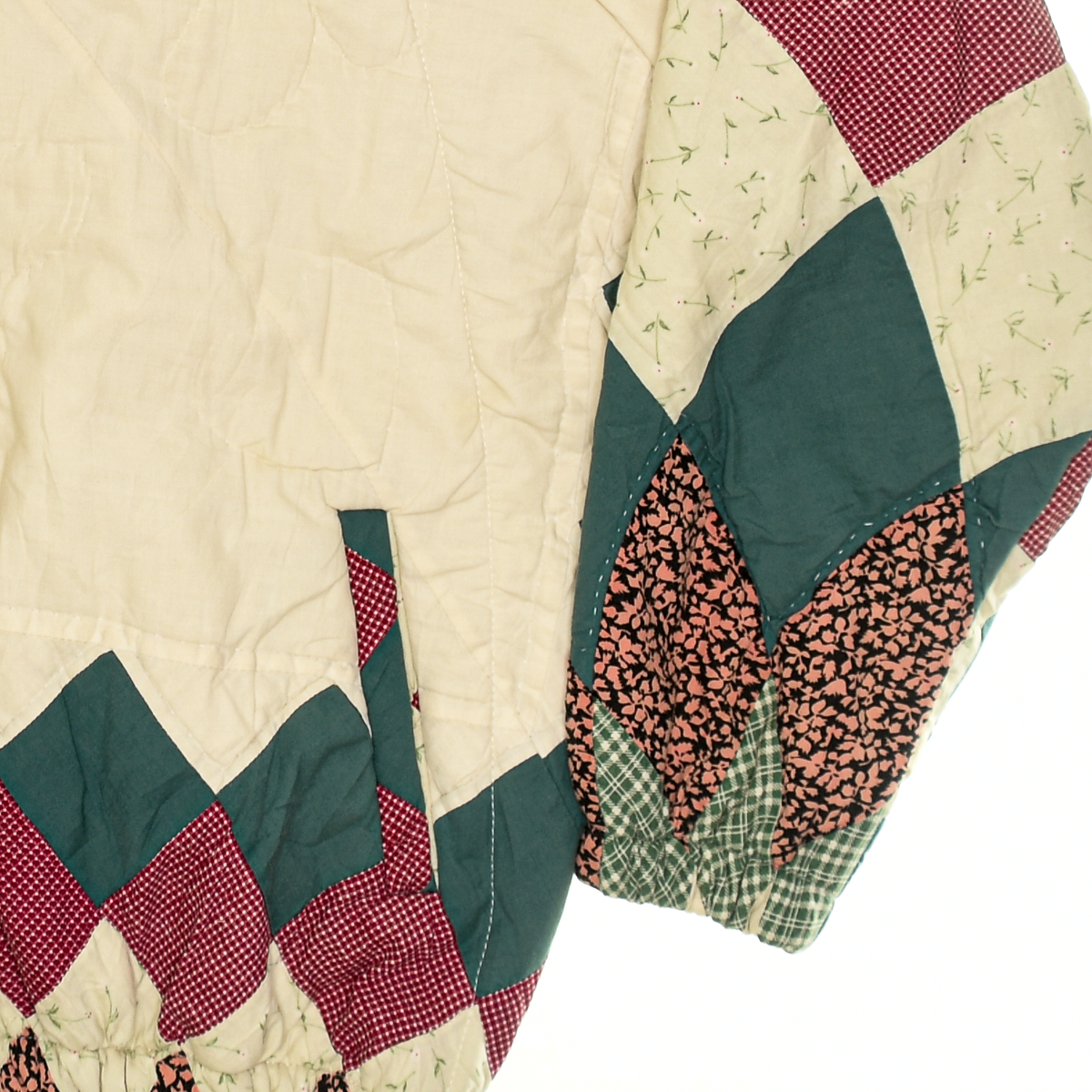 Cream, Green, & Red Patchwork Classic Quilt Bomber