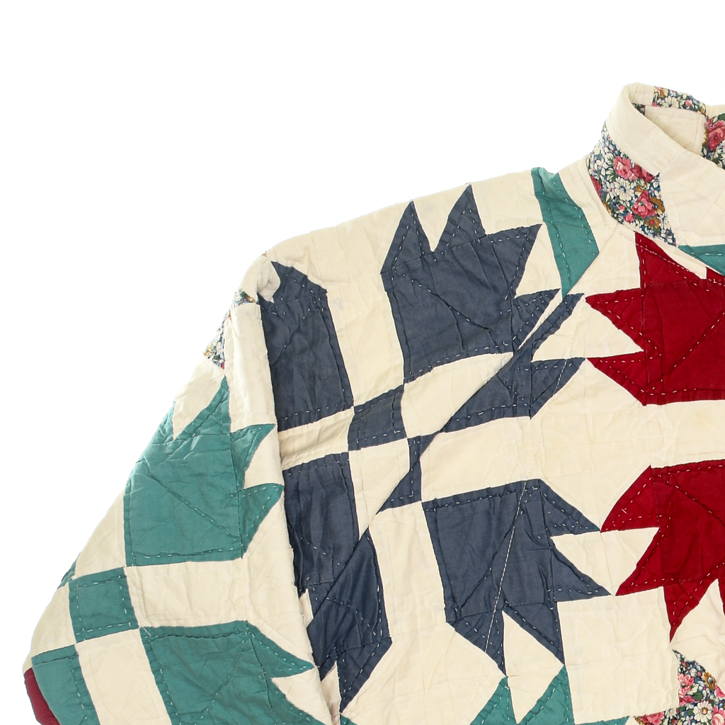 Red, Teal, & Blue Maple Leaf Classic Quilt Bomber