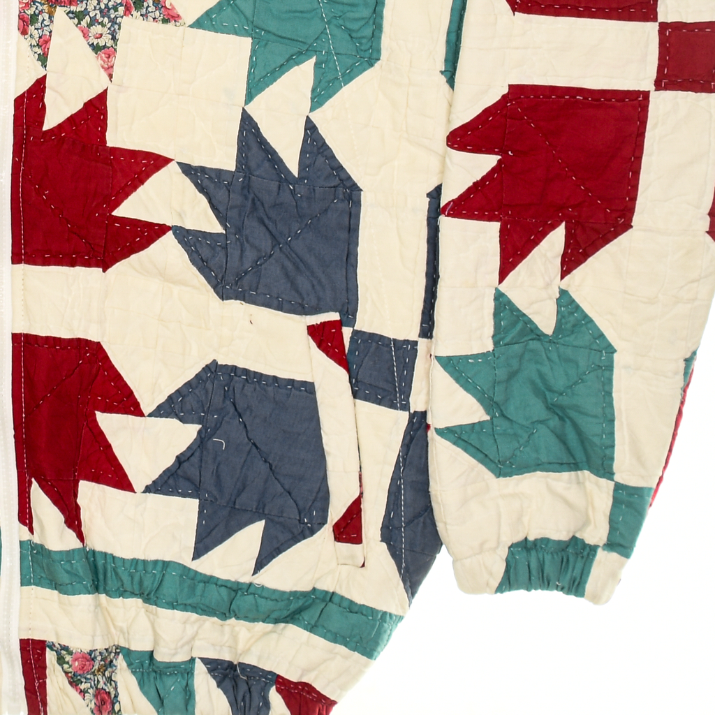 Red, Teal, & Blue Maple Leaf Classic Quilt Bomber