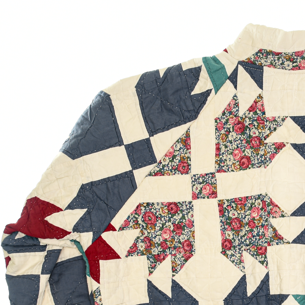 Red, Teal, & Blue Maple Leaf Classic Quilt Bomber