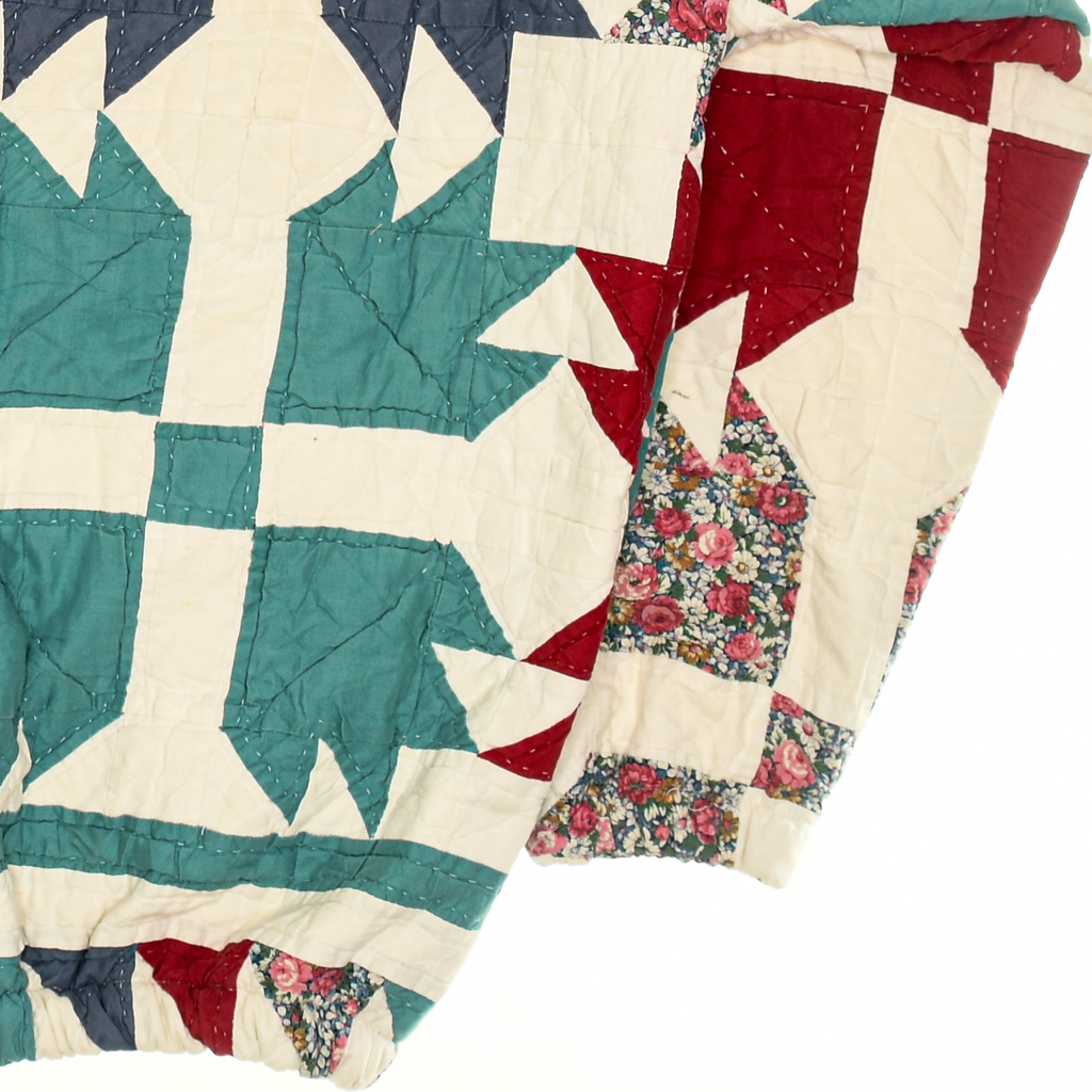 Red, Teal, & Blue Maple Leaf Classic Quilt Bomber