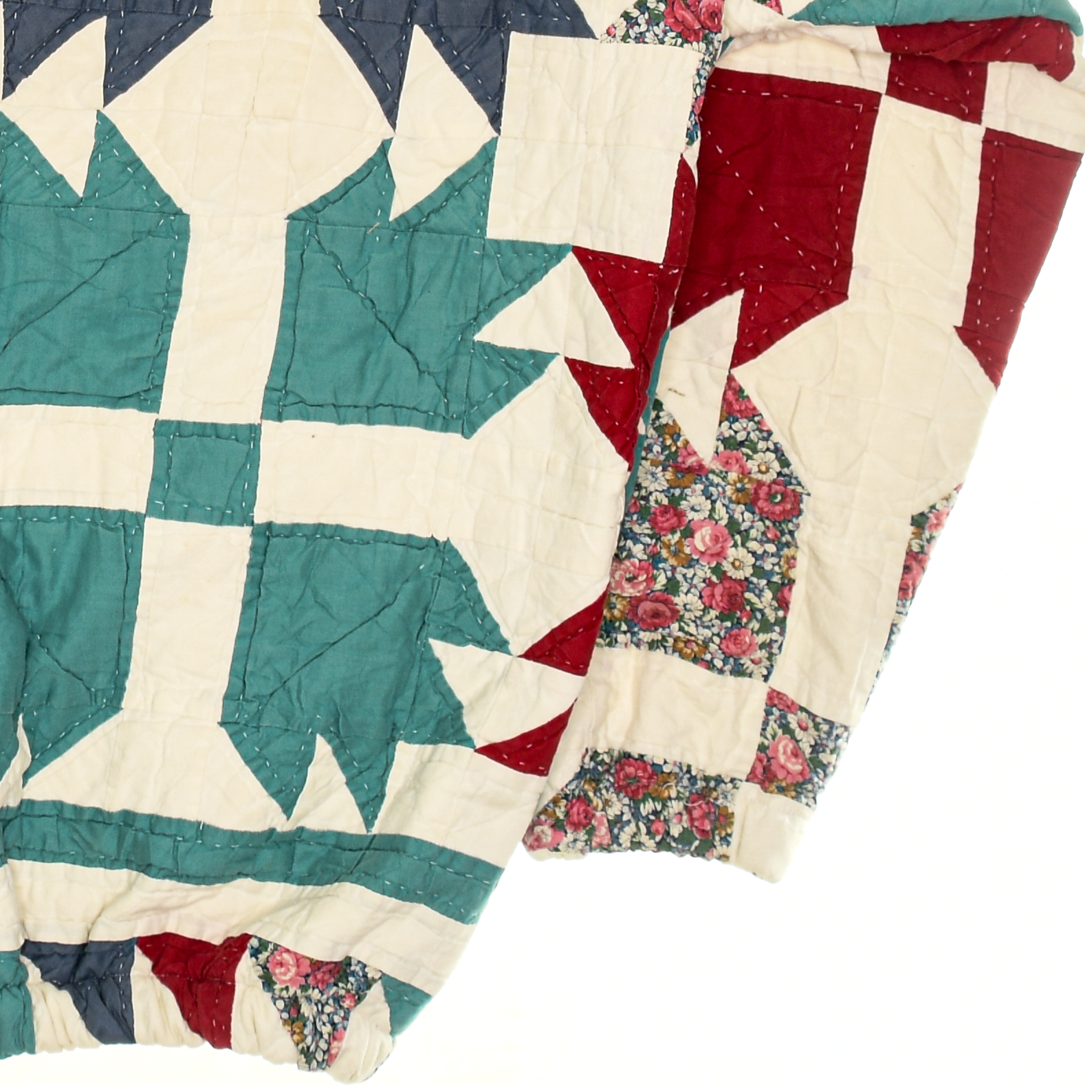 Red, Teal, & Blue Maple Leaf Classic Quilt Bomber