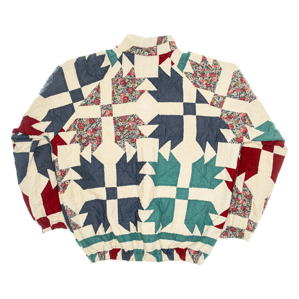 Red, Teal, & Blue Maple Leaf Classic Quilt Bomber