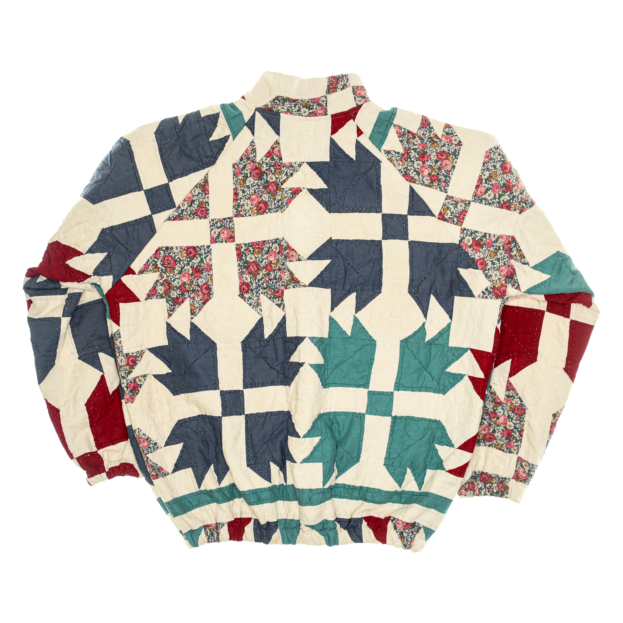 Red, Teal, & Blue Maple Leaf Classic Quilt Bomber