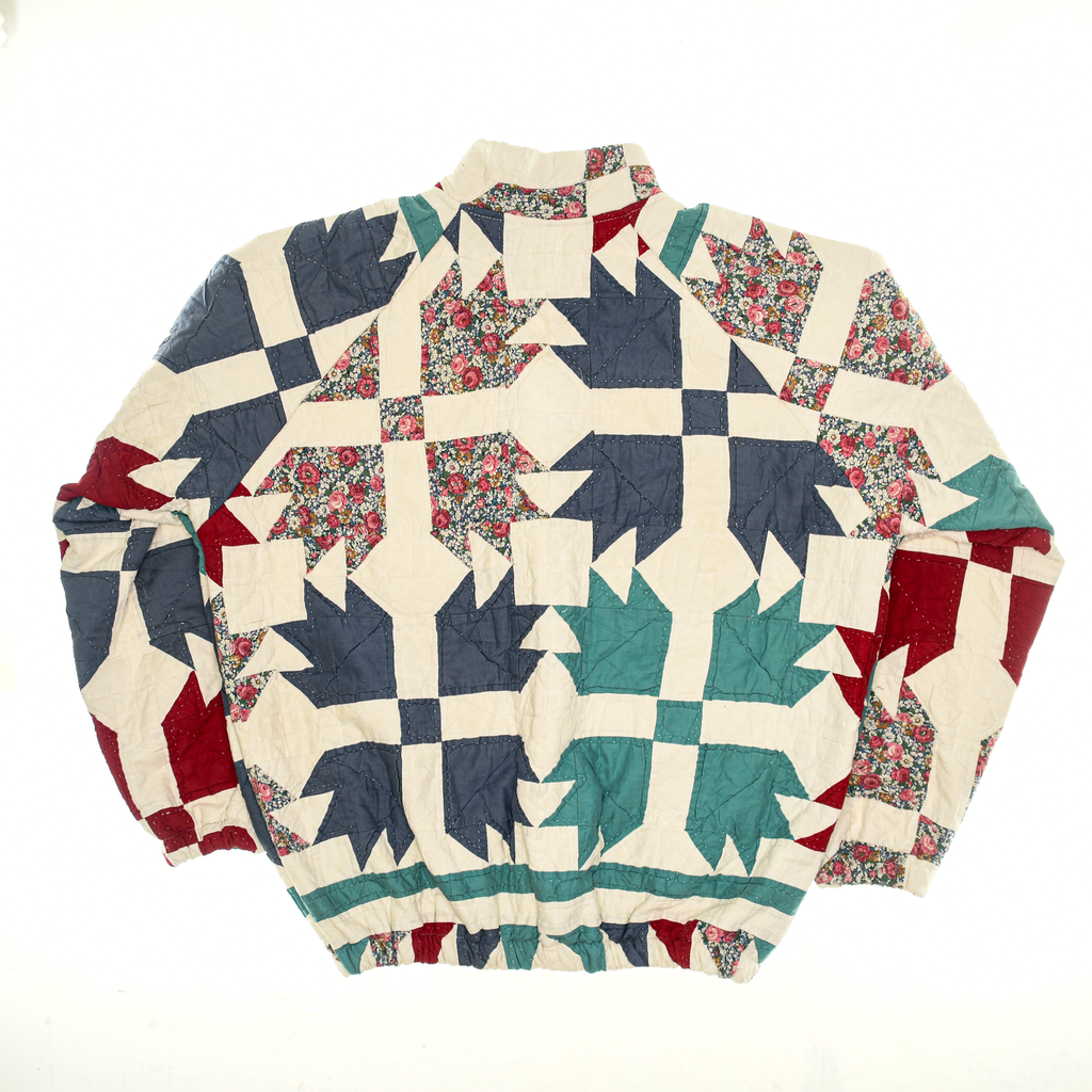 Red, Teal, & Blue Maple Leaf Classic Quilt Bomber