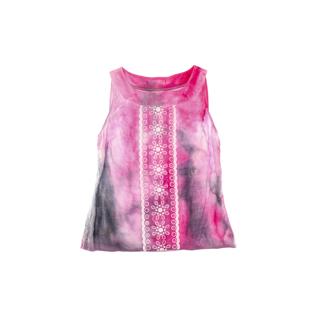Ice Dye Daisy Linen Tank Top