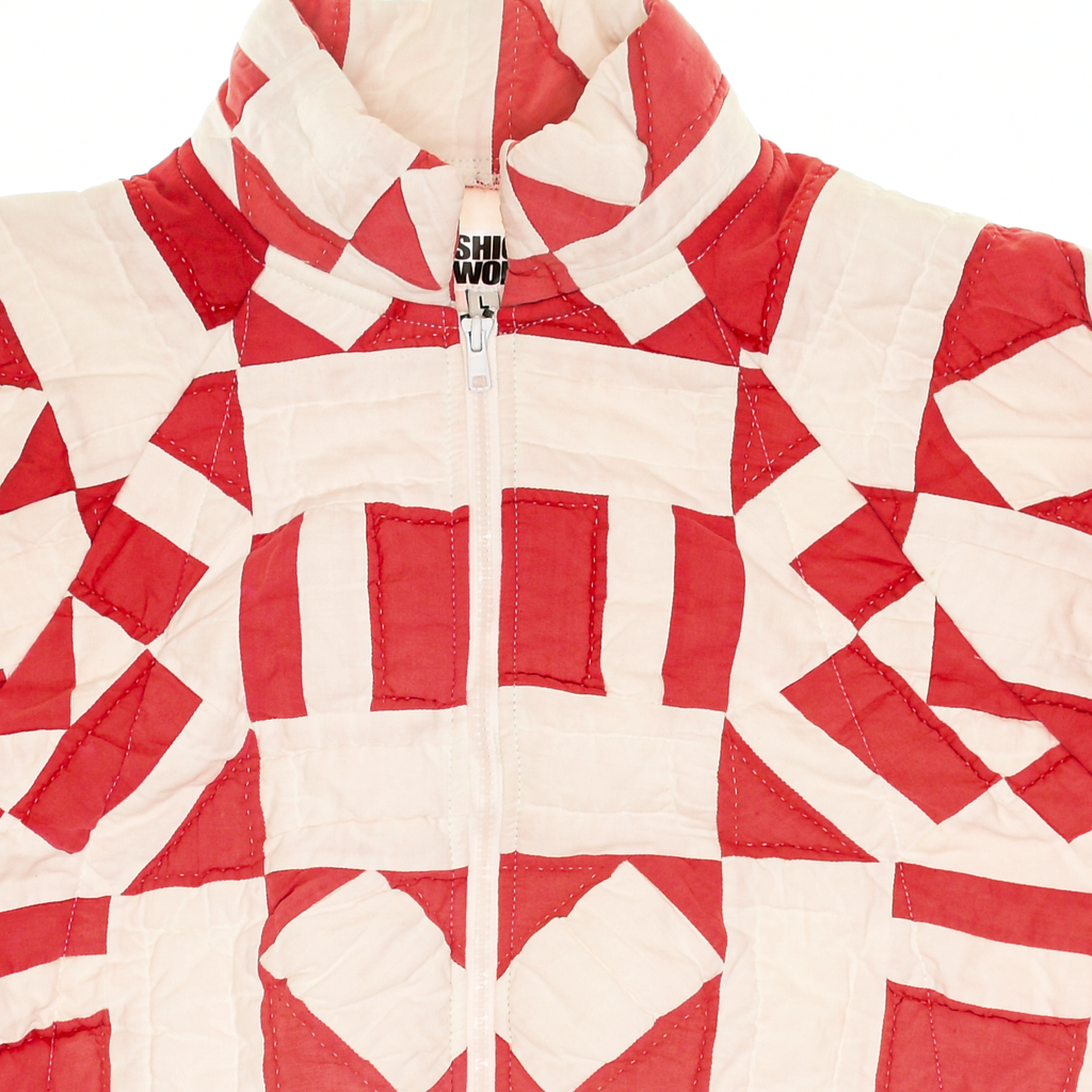 Red & White Vintage Sampler Classic Quilt Bomber