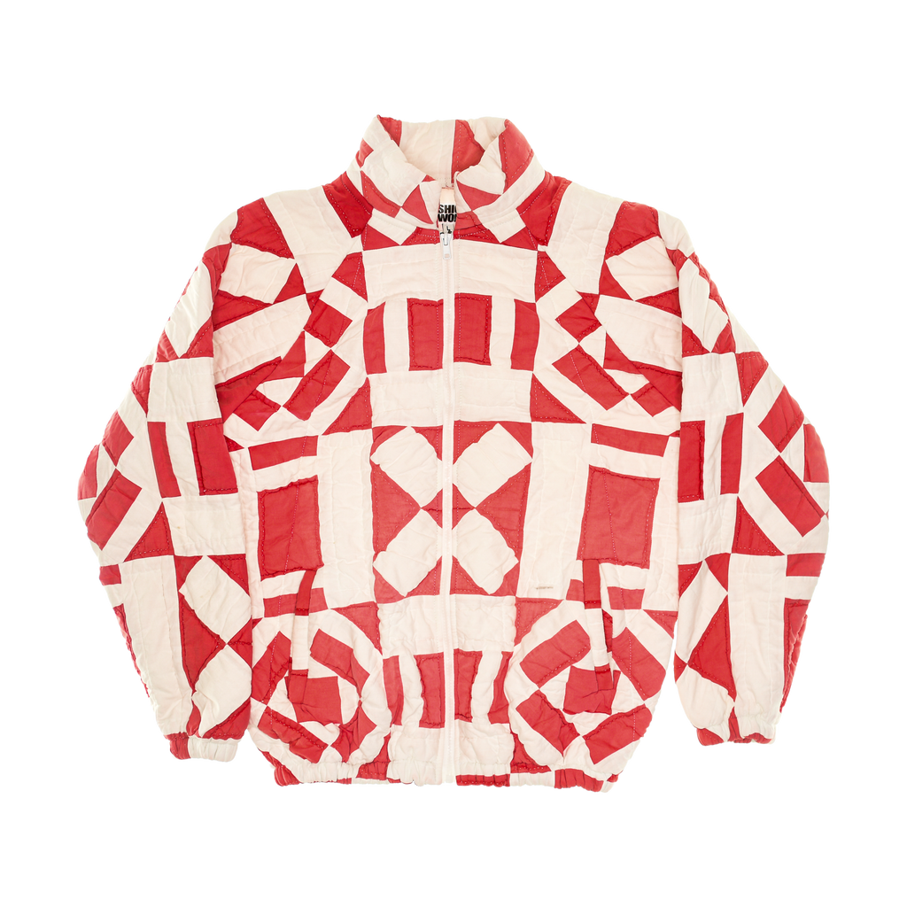 Red & White Vintage Sampler Classic Quilt Bomber