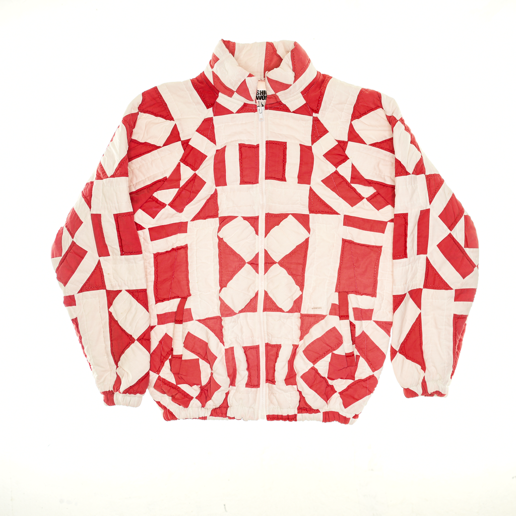 Red & White Vintage Sampler Classic Quilt Bomber