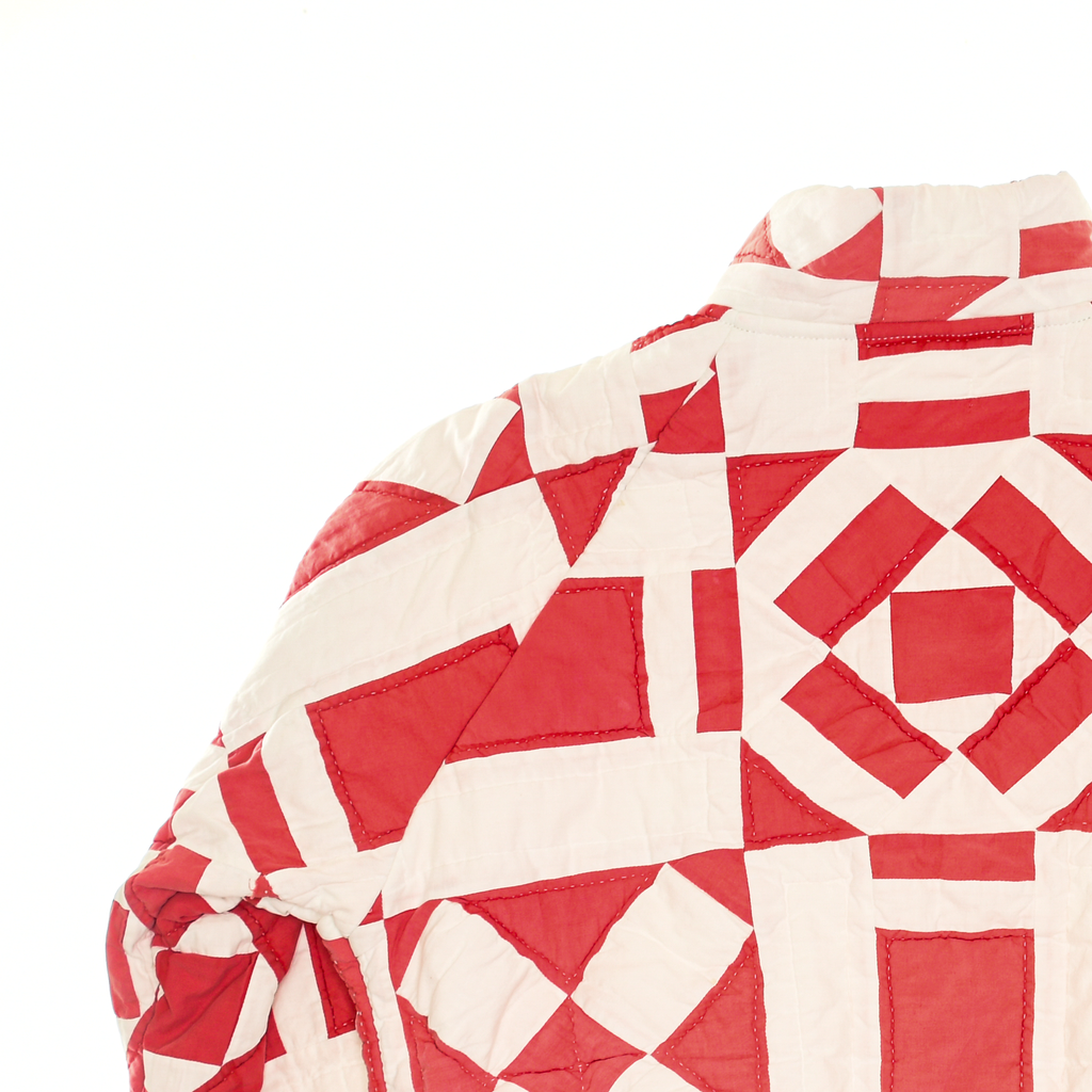 Red & White Vintage Sampler Classic Quilt Bomber