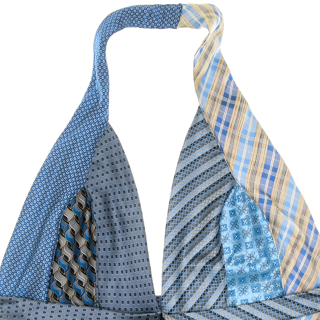 Mixed Blue Tie Halter Top