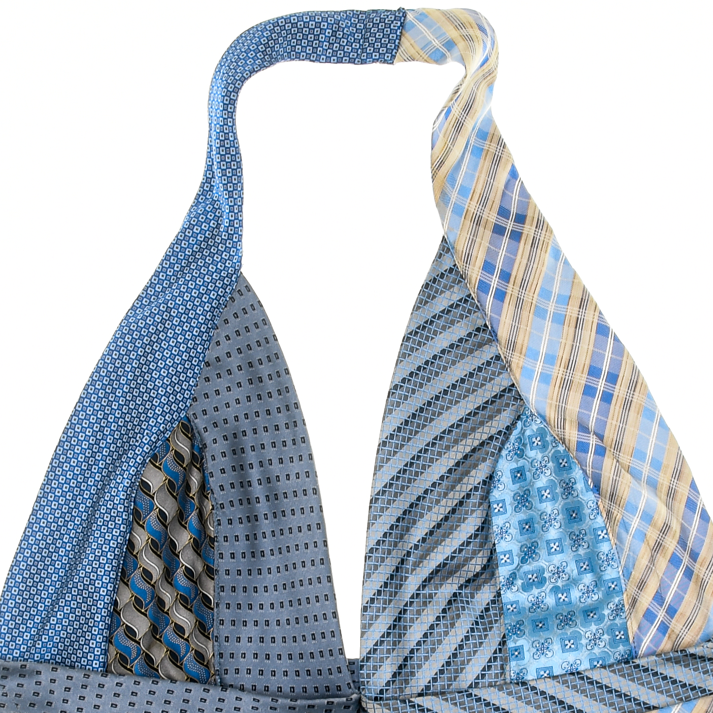Mixed Blue Tie Halter Top