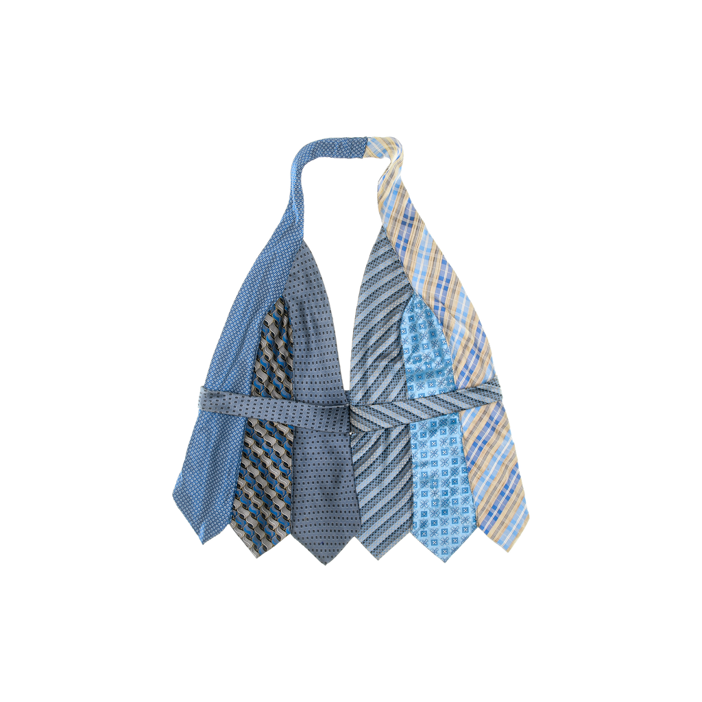 Mixed Blue Tie Halter Top