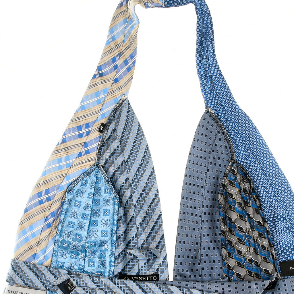 Mixed Blue Tie Halter Top