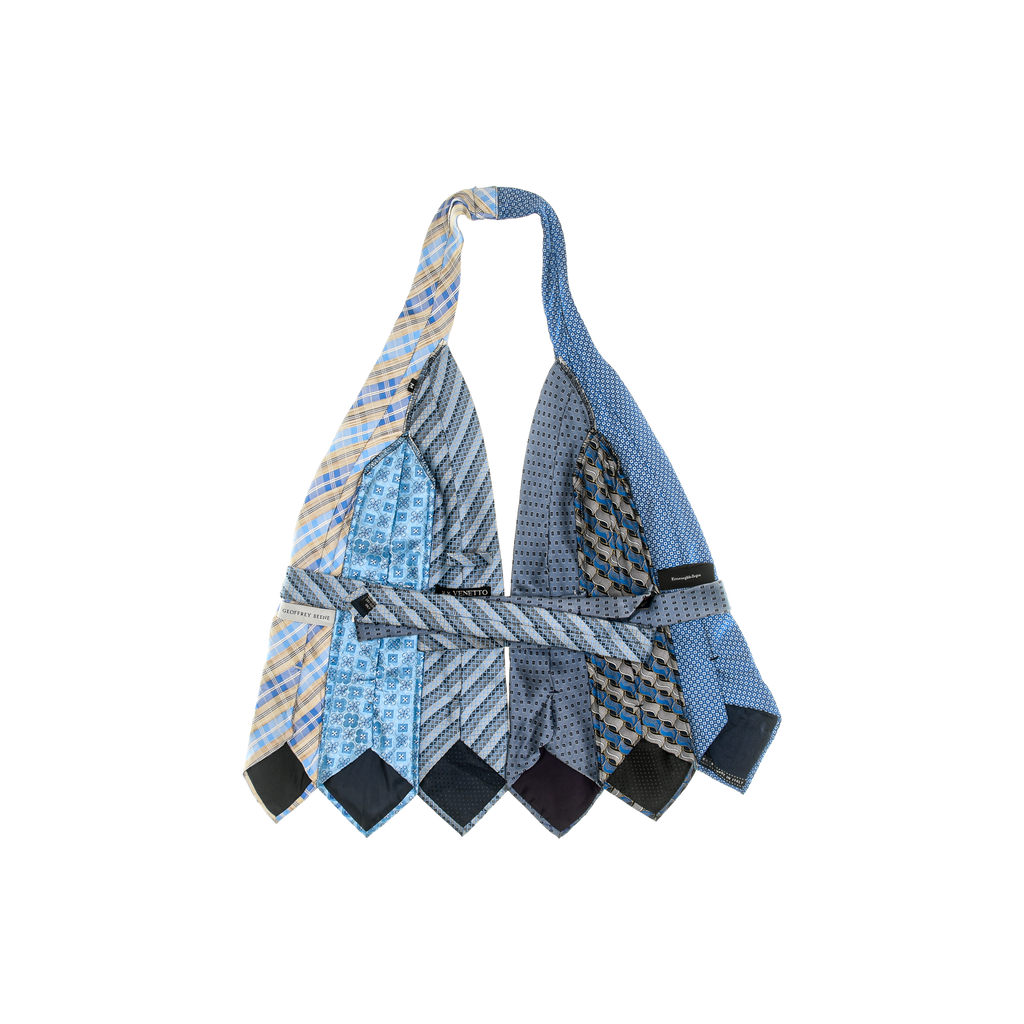 Mixed Blue Tie Halter Top