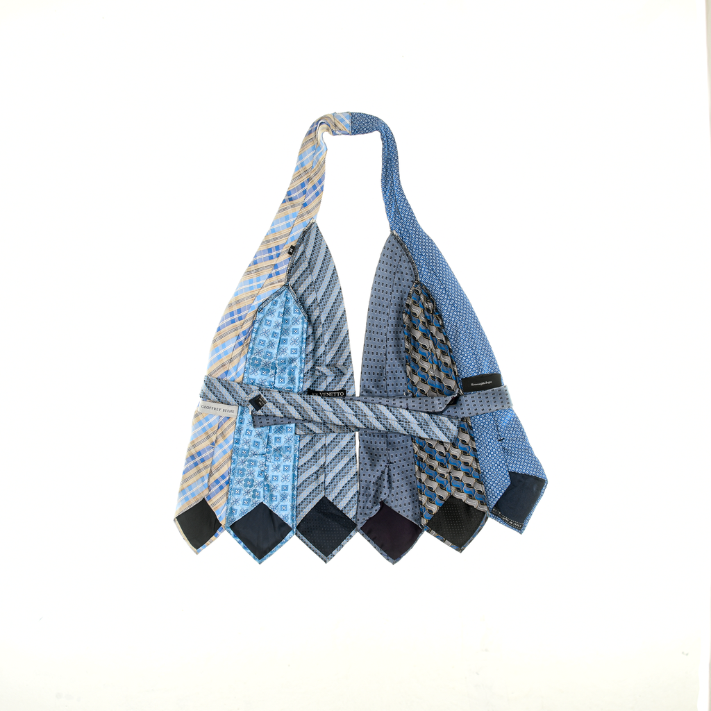 Mixed Blue Tie Halter Top
