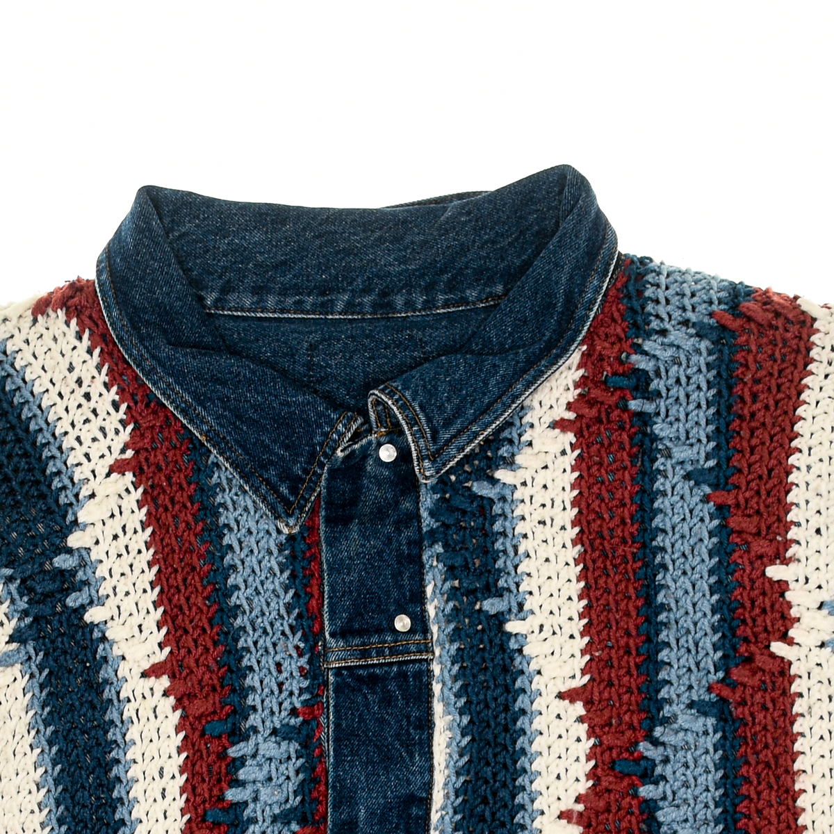 Striped Crochet Reversible Jean Jacket