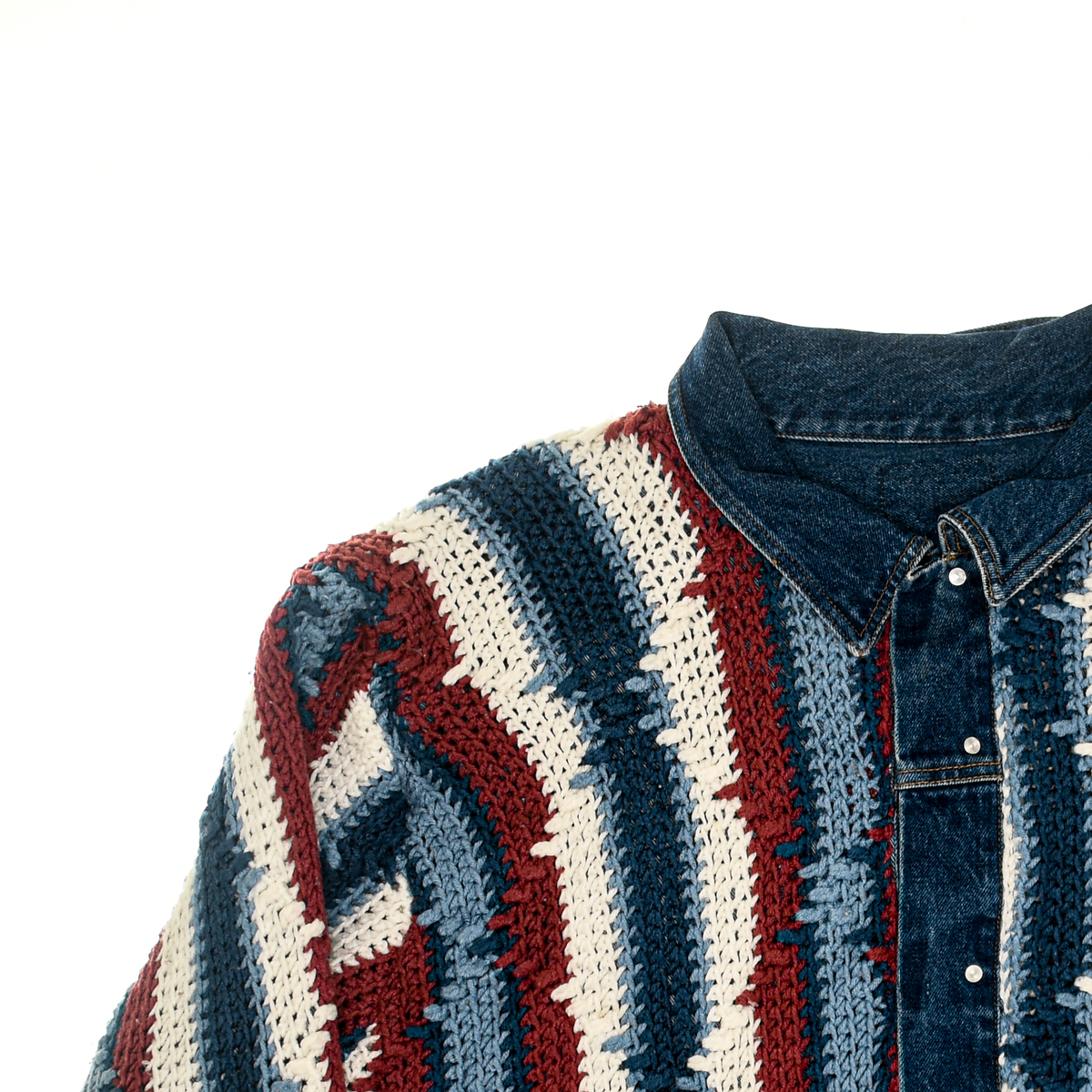 Striped Crochet Reversible Jean Jacket
