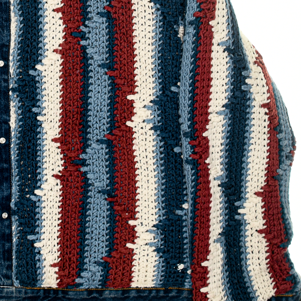 Striped Crochet Reversible Jean Jacket