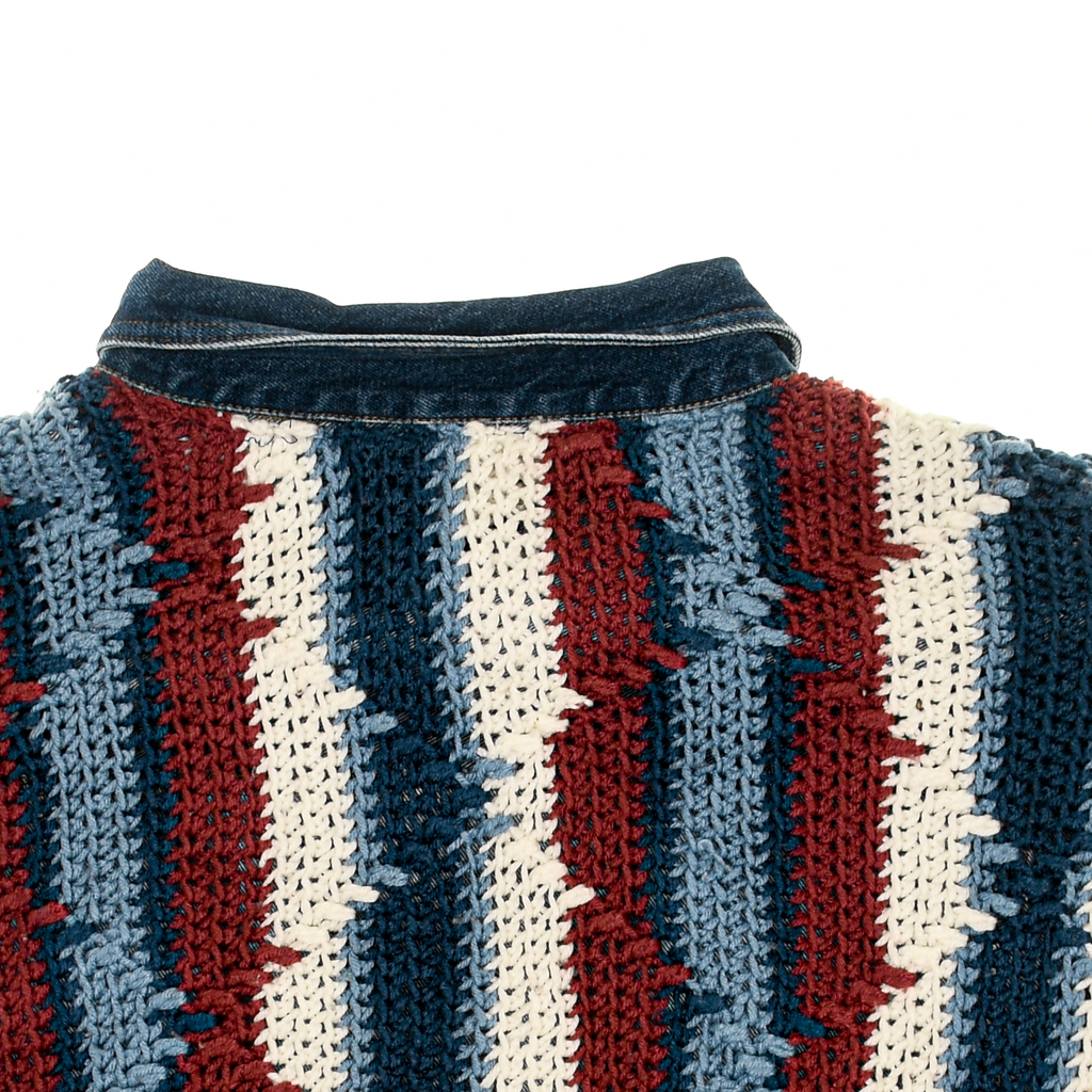 Striped Crochet Reversible Jean Jacket