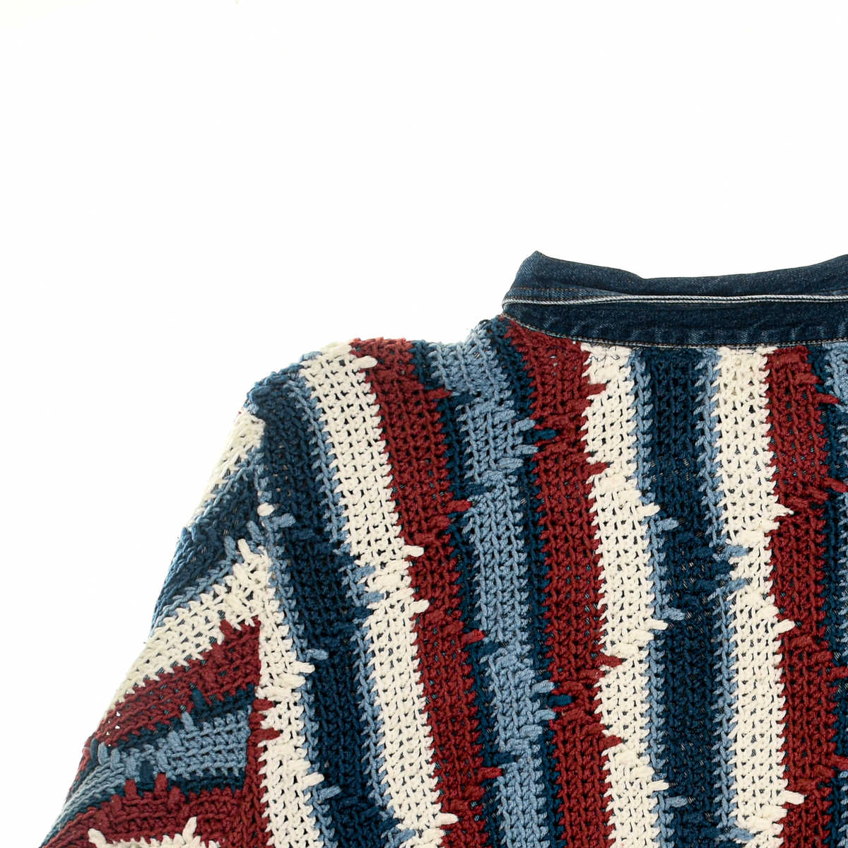 Striped Crochet Reversible Jean Jacket