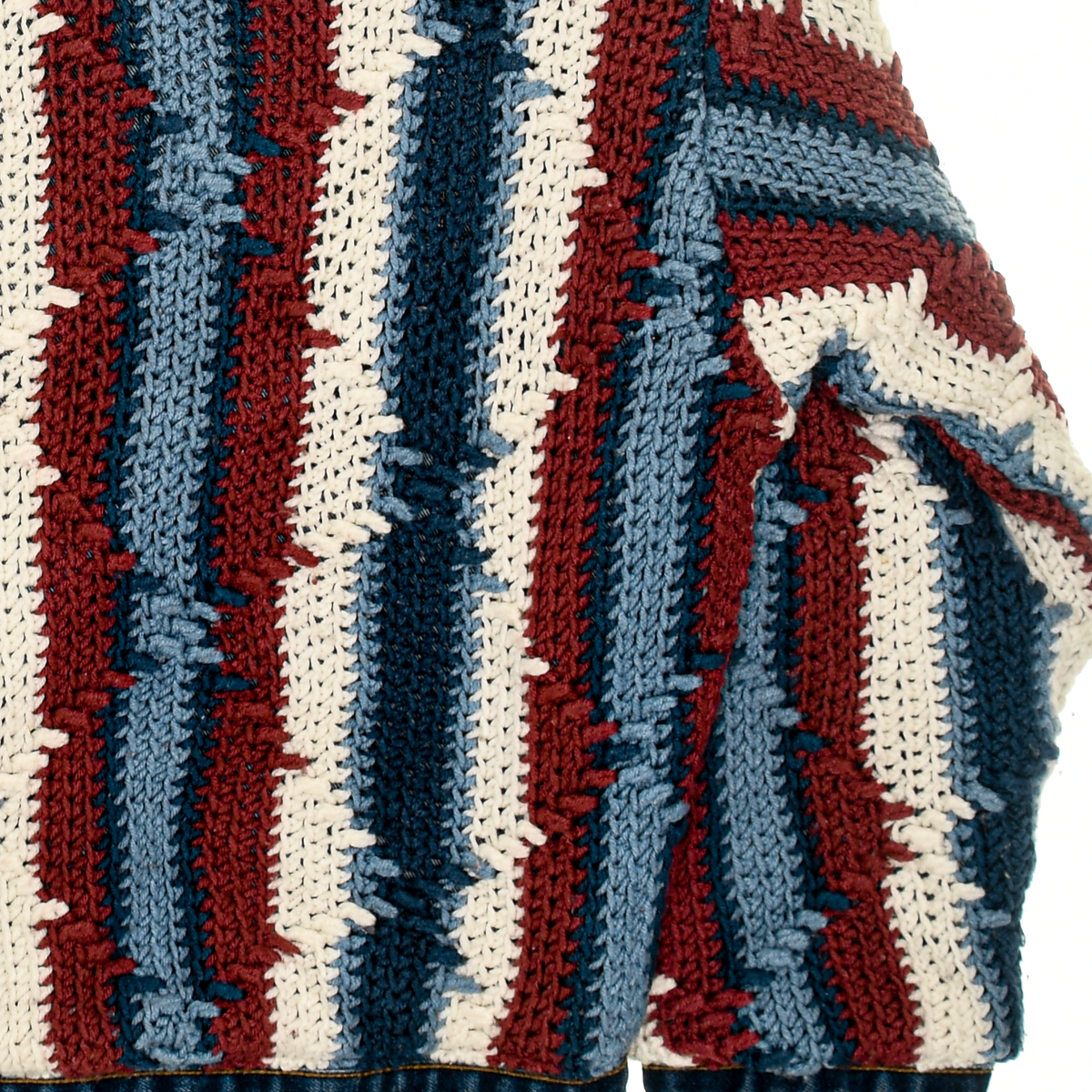 Striped Crochet Reversible Jean Jacket
