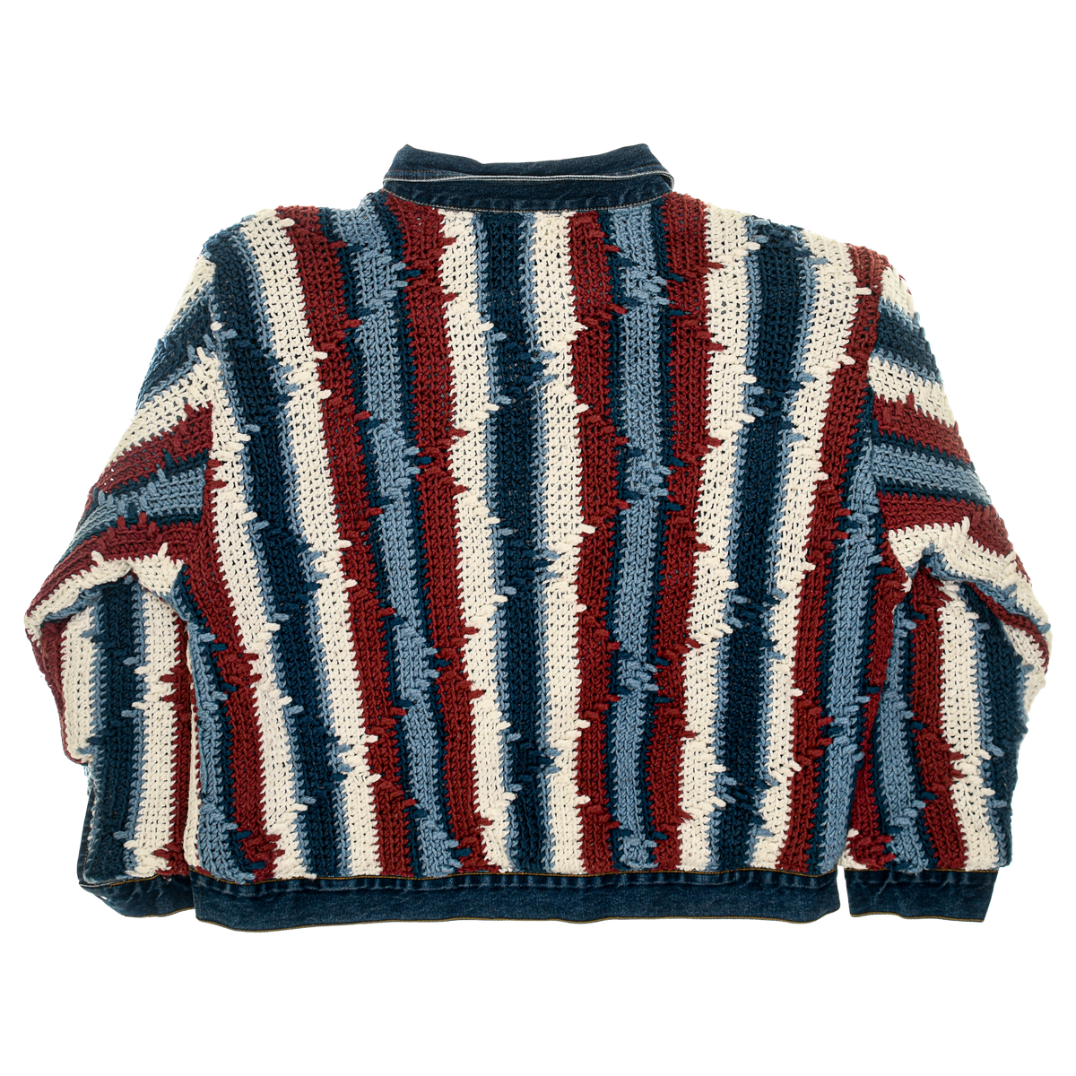 Striped Crochet Reversible Jean Jacket