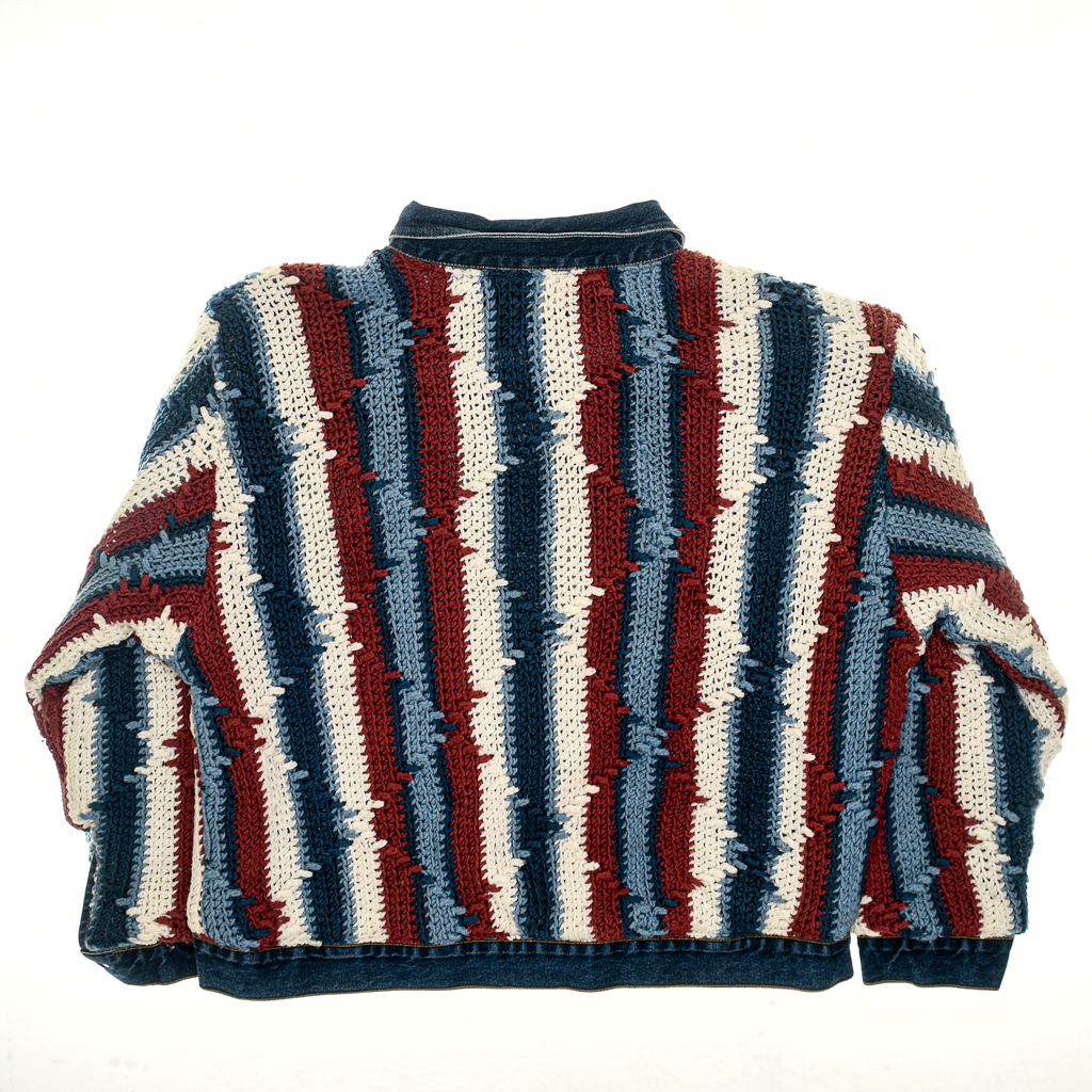 Striped Crochet Reversible Jean Jacket