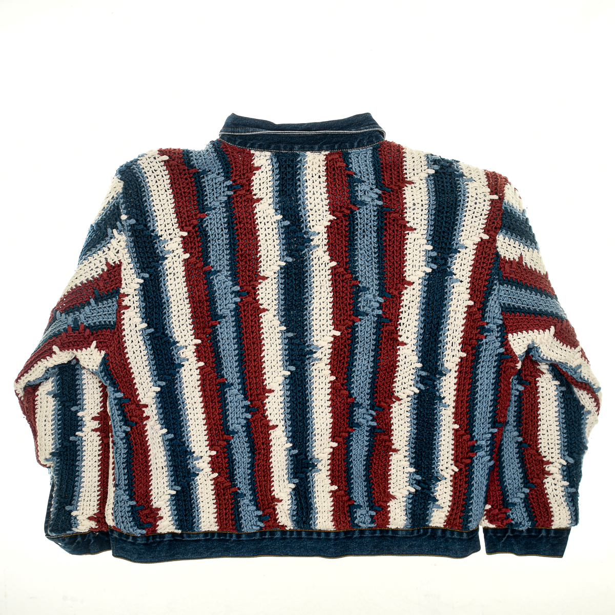 Striped Crochet Reversible Jean Jacket