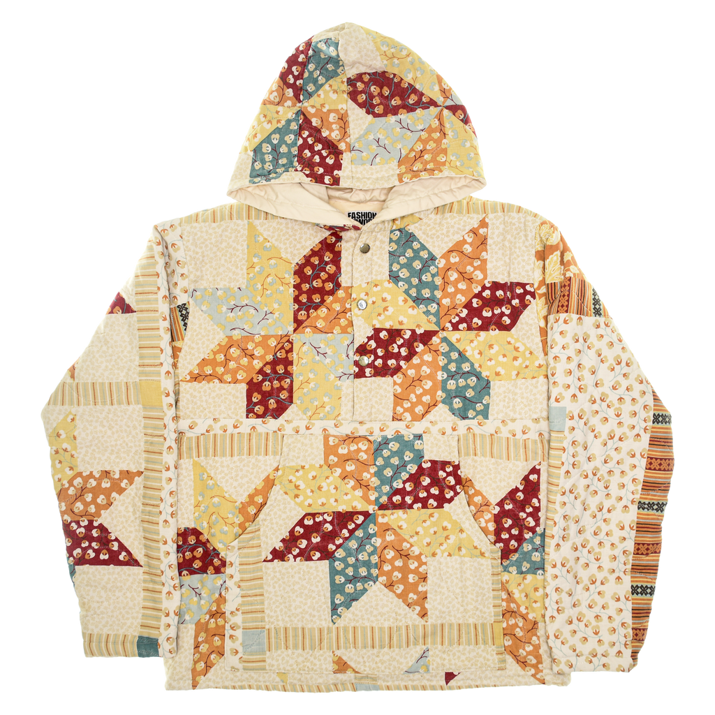 Red & Orange Star Coastal Nomad Quilt Hoodie