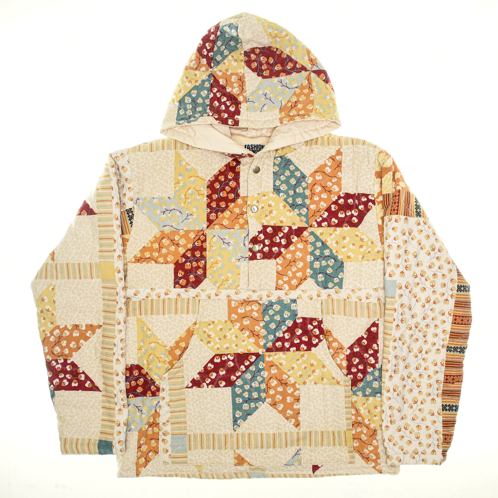 Red & Orange Star Coastal Nomad Quilt Hoodie