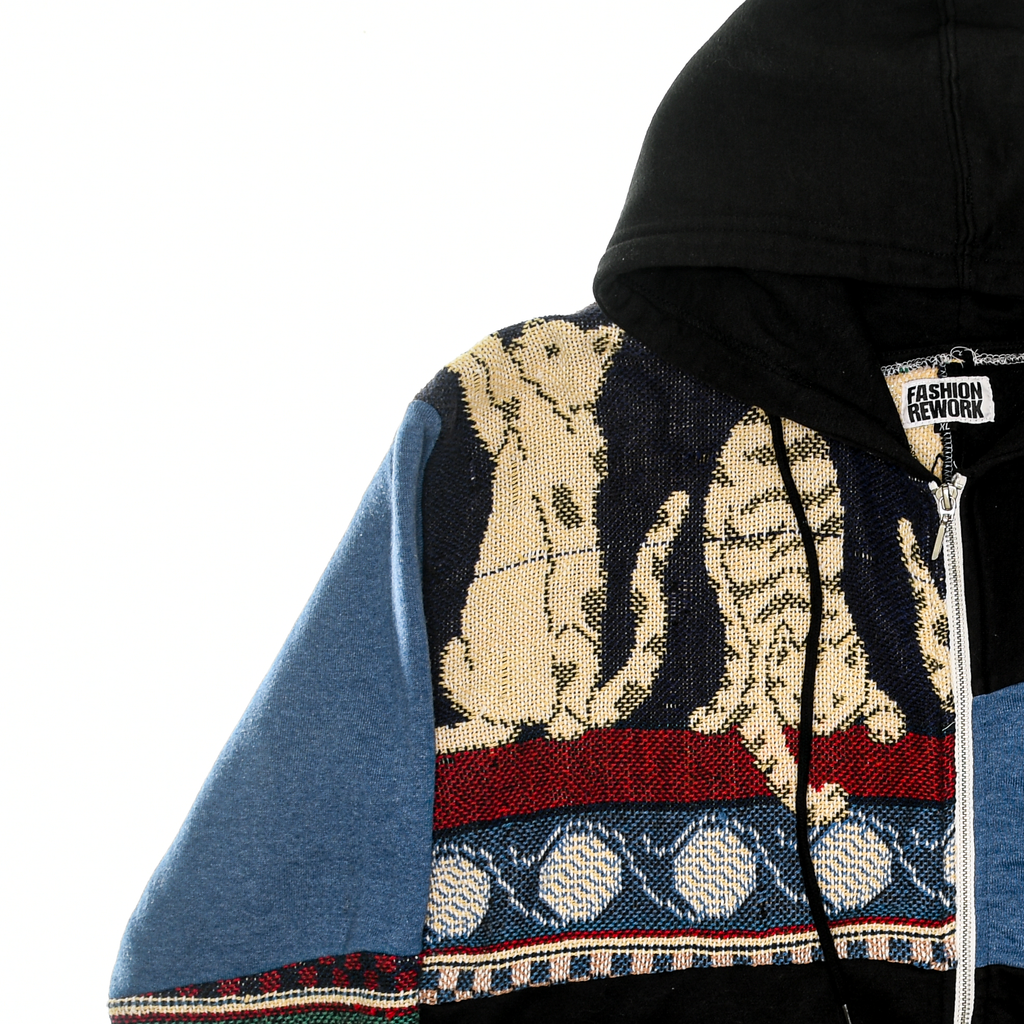 Kitten Patchwork Tapestry Zip Through