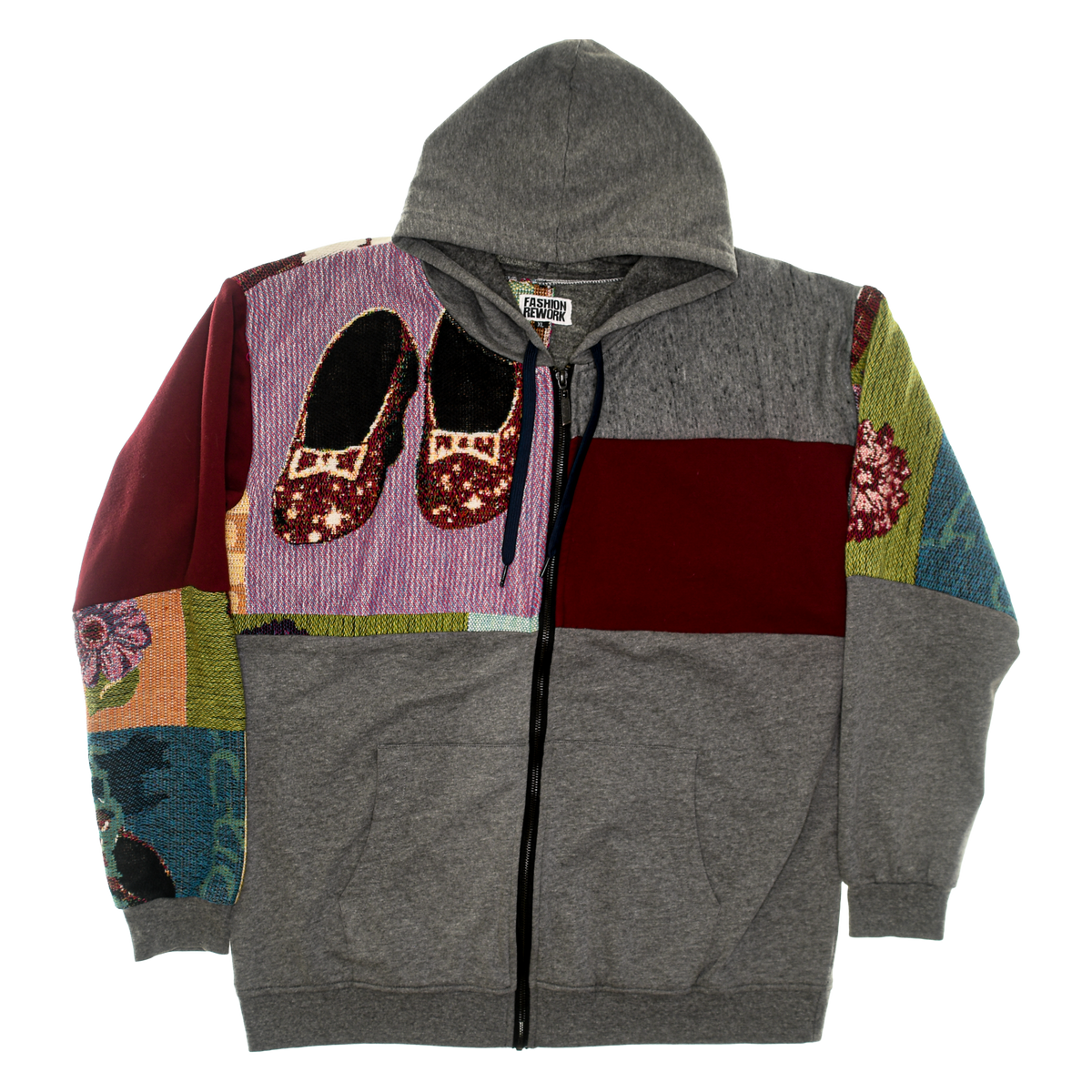 Wizard of Oz Patchwork Tapestry Zip Up Hoodie