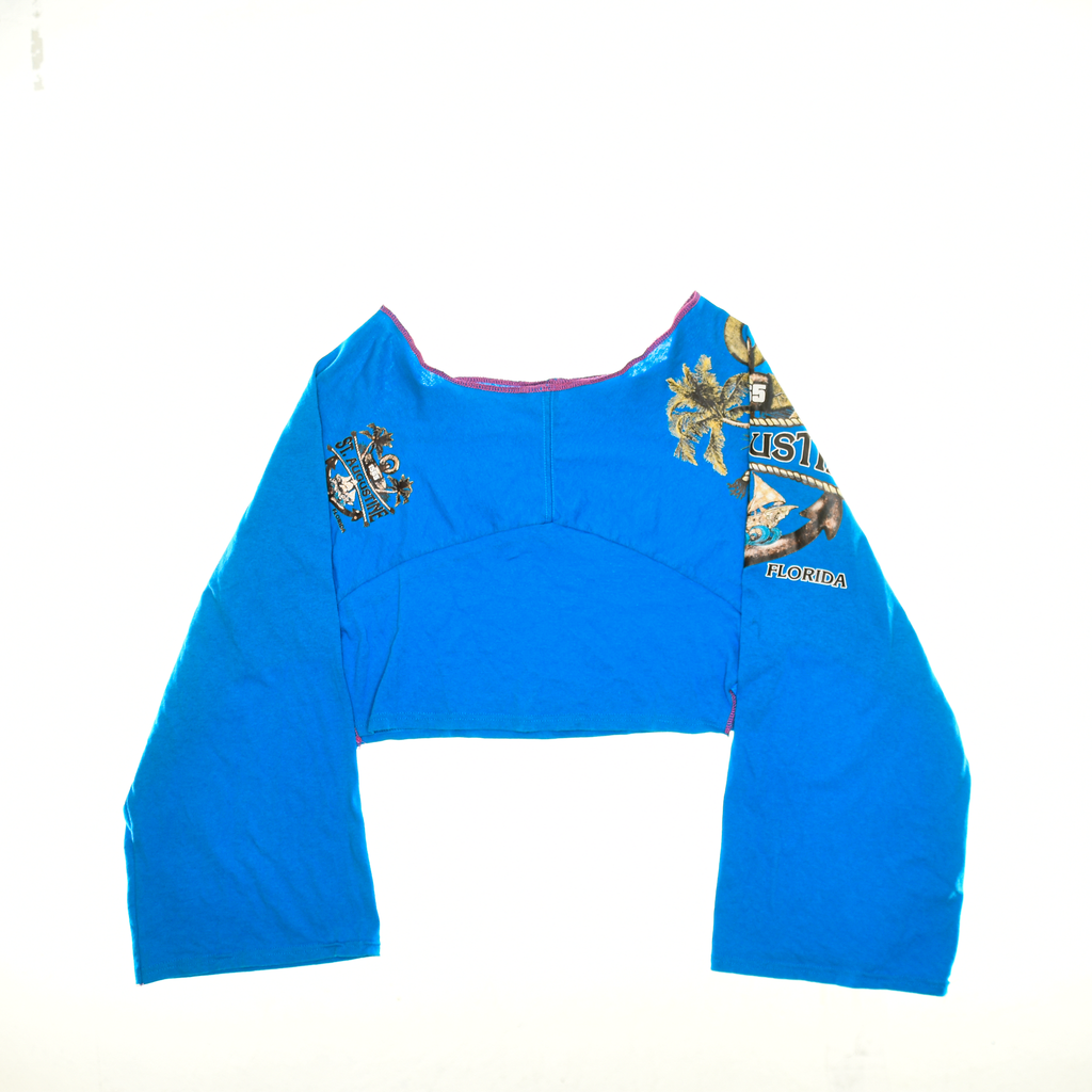 St. Augustine, FL Tourist Blue Reversible Crop Top