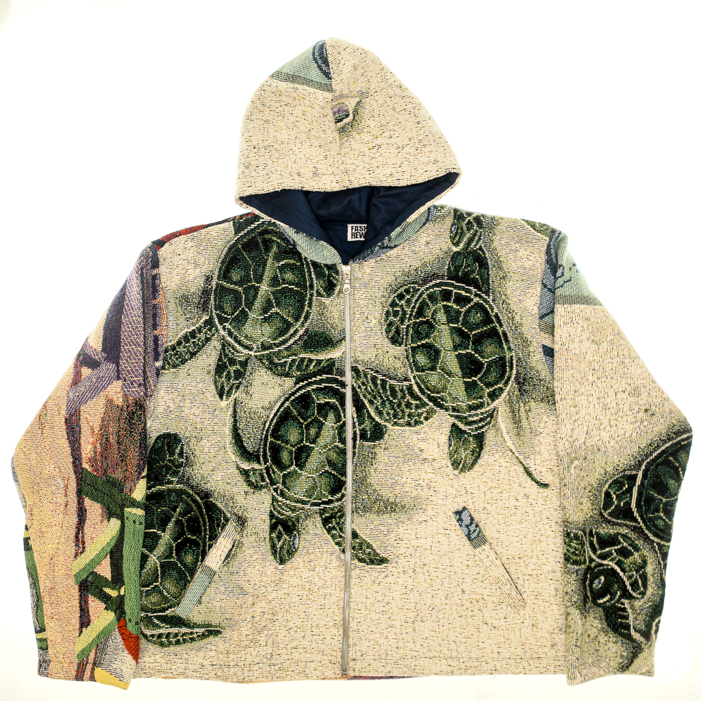 Seat Turtles and Beach Scene Heritage Tapestry Coat