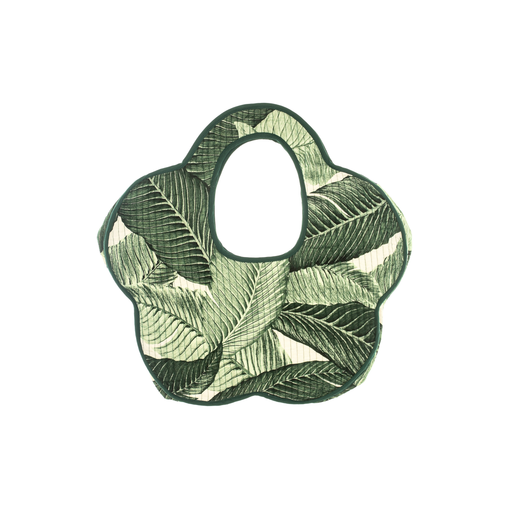 Tropical Green Leaves Flower Quilt Purse