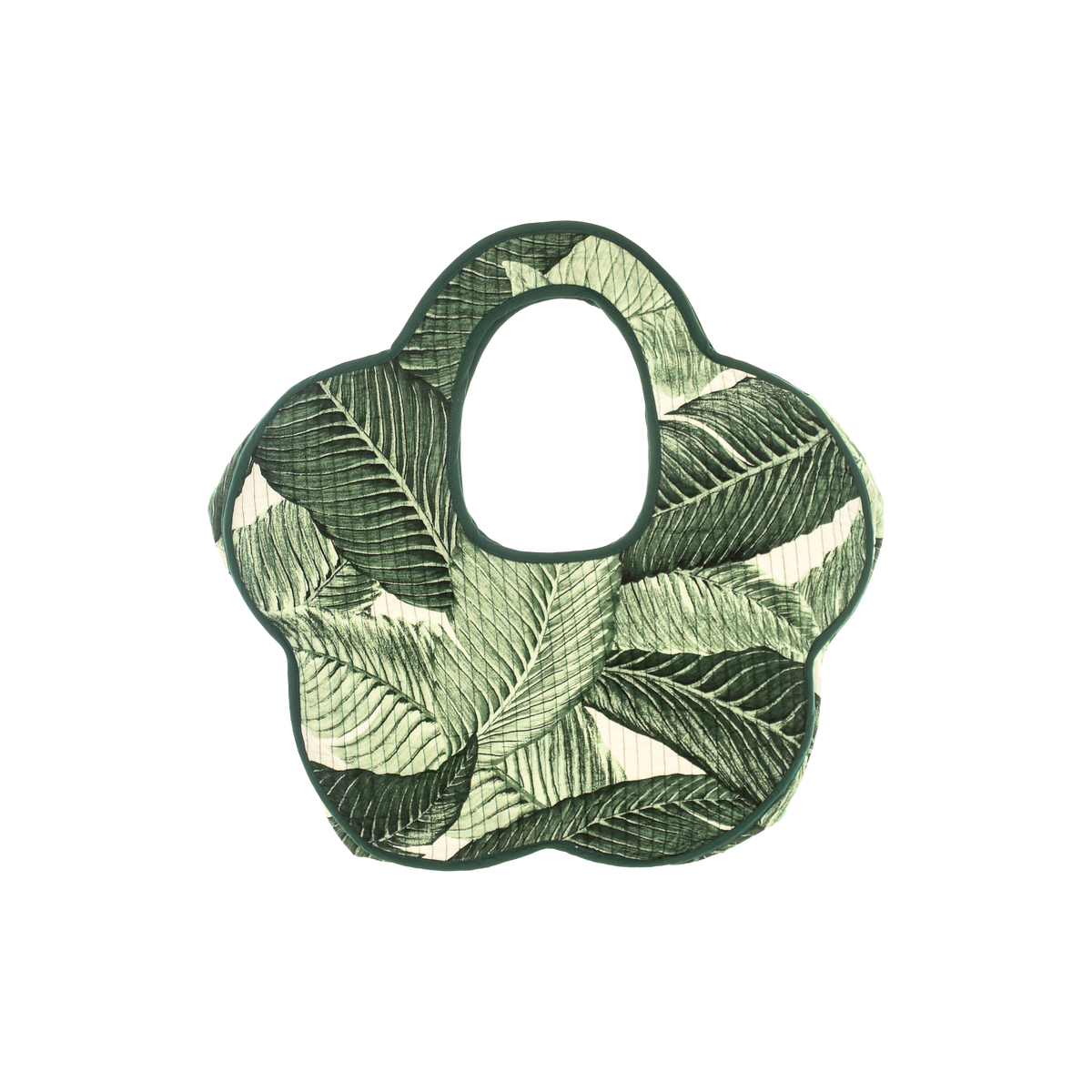 Tropical Green Leaves Flower Quilt Purse