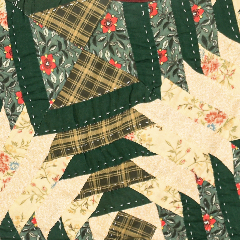 Green Log Cabin Flower Quilt Purse