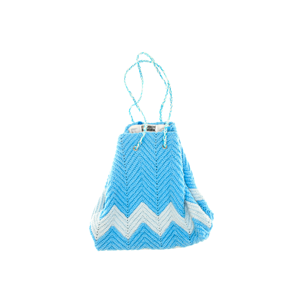Blue Chevron Crochet Cross Body Purse
