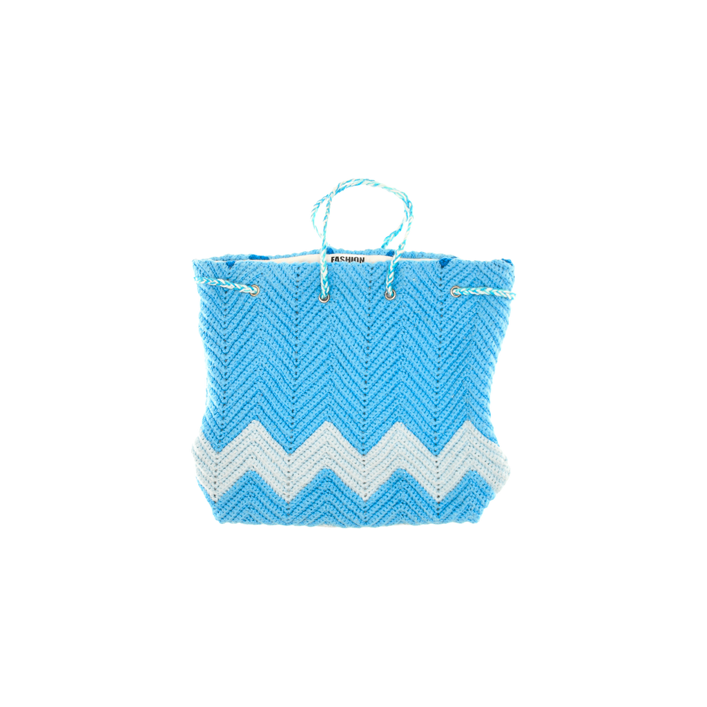 Blue Chevron Crochet Cross Body Purse