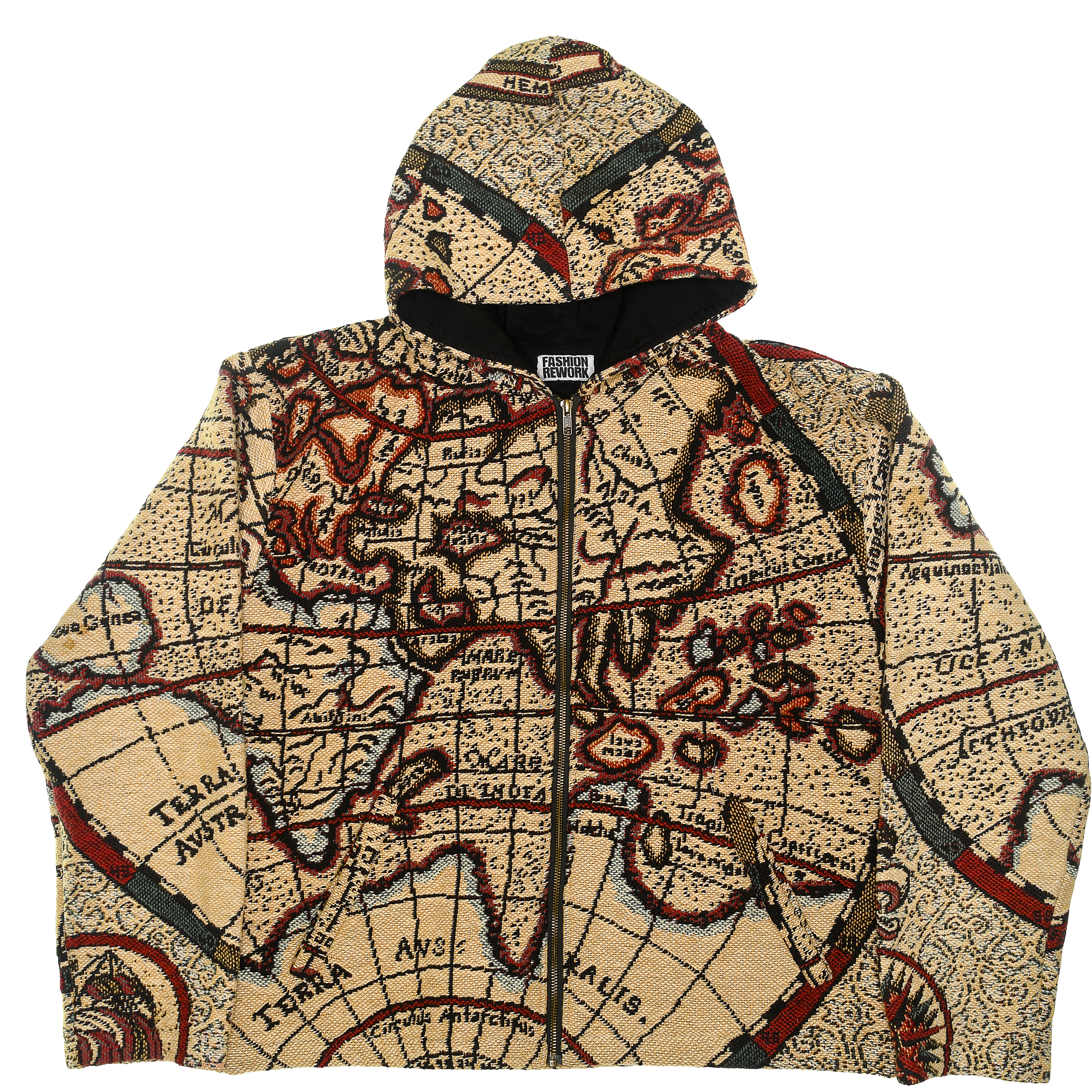 World Map Double Tapestry Zip Coat