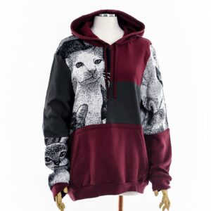 Fashion ReWork Cat Lover Tapestry Patchwork Hoodie